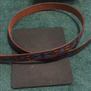 Hand painted real leather belt Southwestern theme